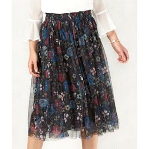 LAUREN CONRAD Disney Snow White Smocked A-Line Midi Skirt, Floral Printed Tulle